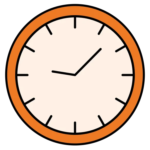 Icon einer Uhr in orange und beige